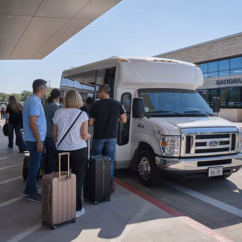 Black Mercedes Sprinter van staged for an McKinney Airport Transportation group