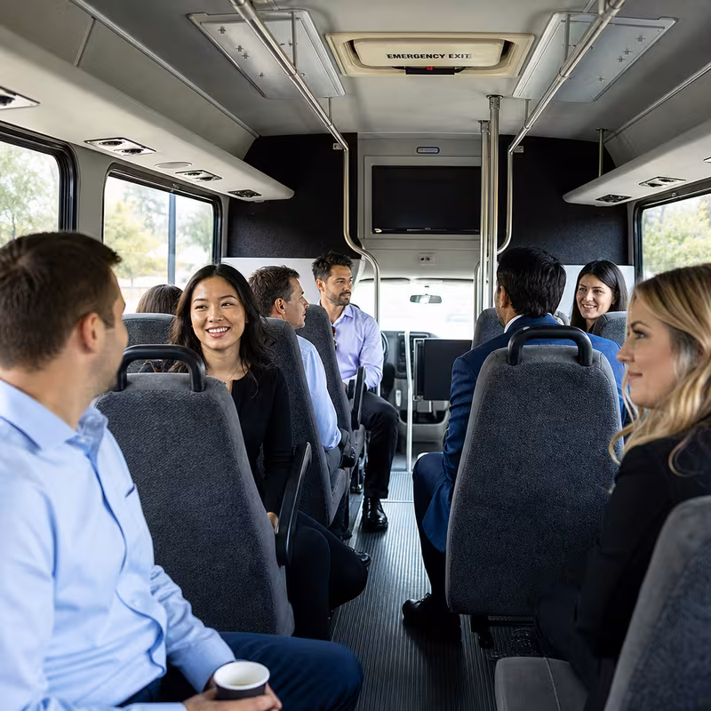 Black Mercedes Sprinter van staged for an McKinney Corporate Transportation group