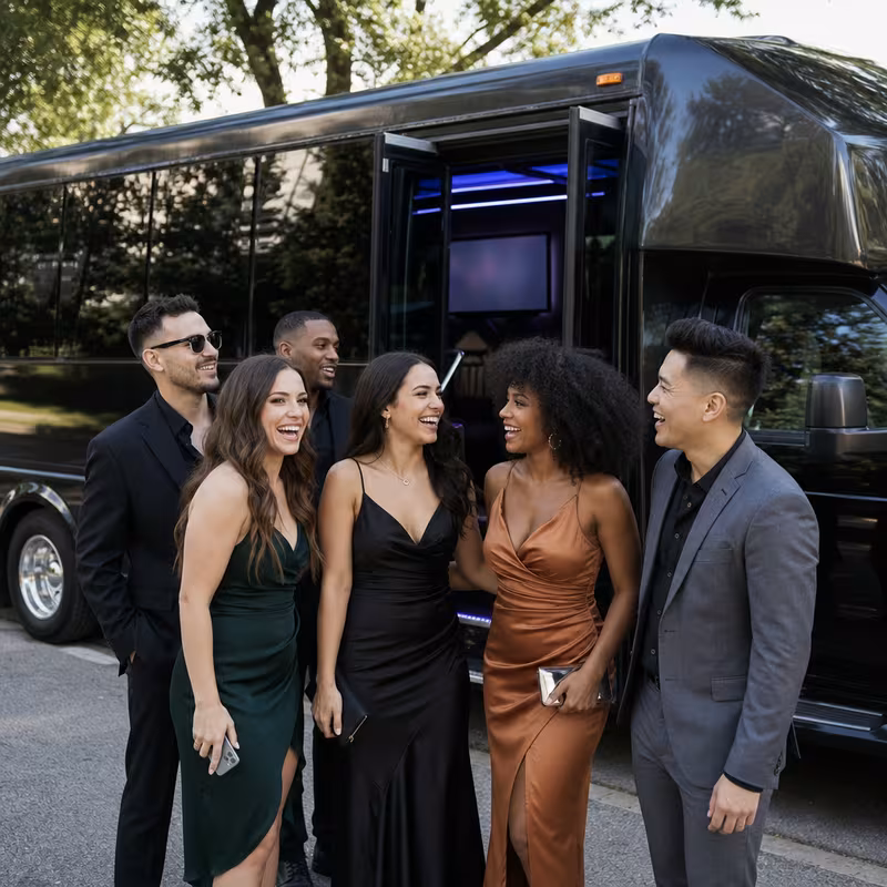 Passengers loading luggage while boarding an McKinney group shuttle